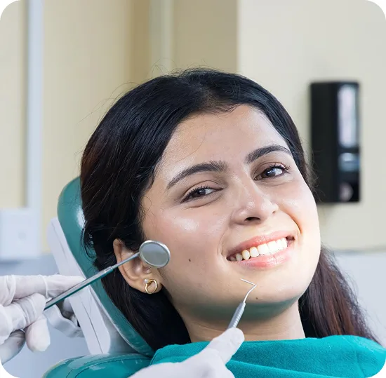 Patient receiving teeth whitening treatment
