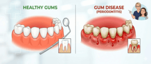 healthy gums vs infected gums